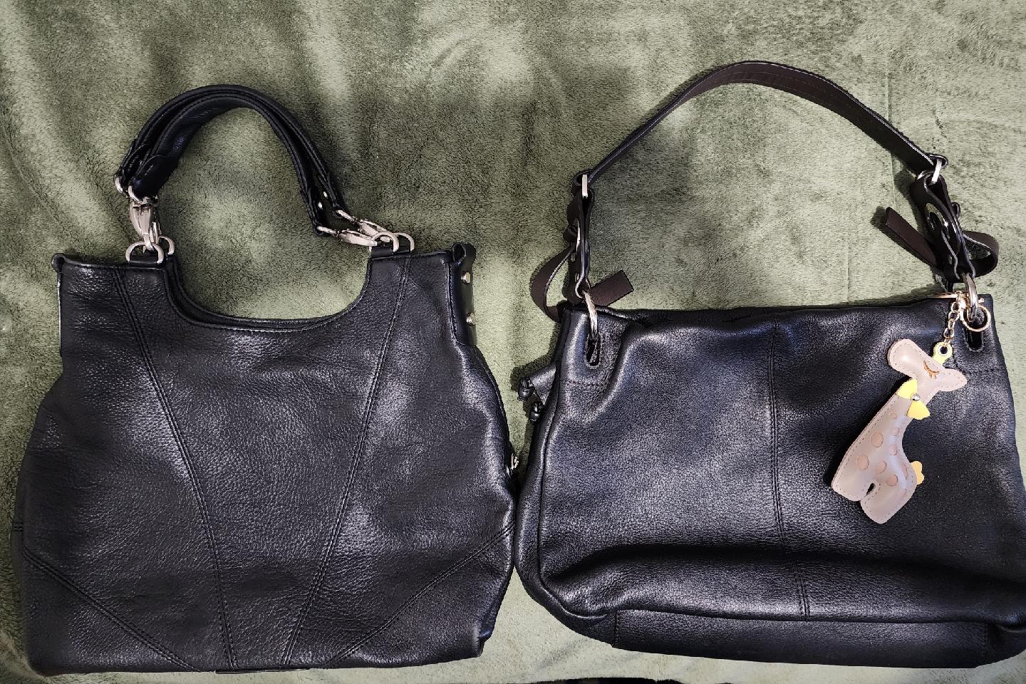 Two Black Leather Handbags