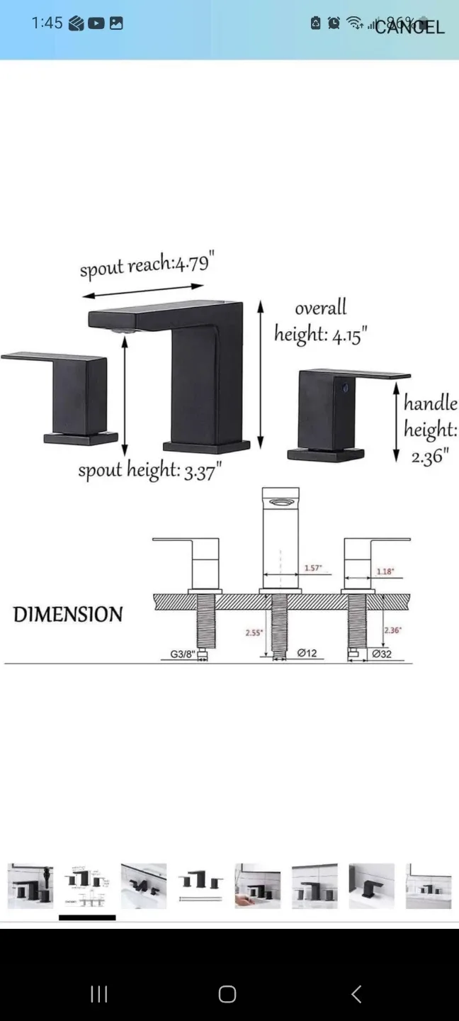 VC CUCINE Black 8-Inch Bathroom Sink Faucet - NEW! image indicator(3)
