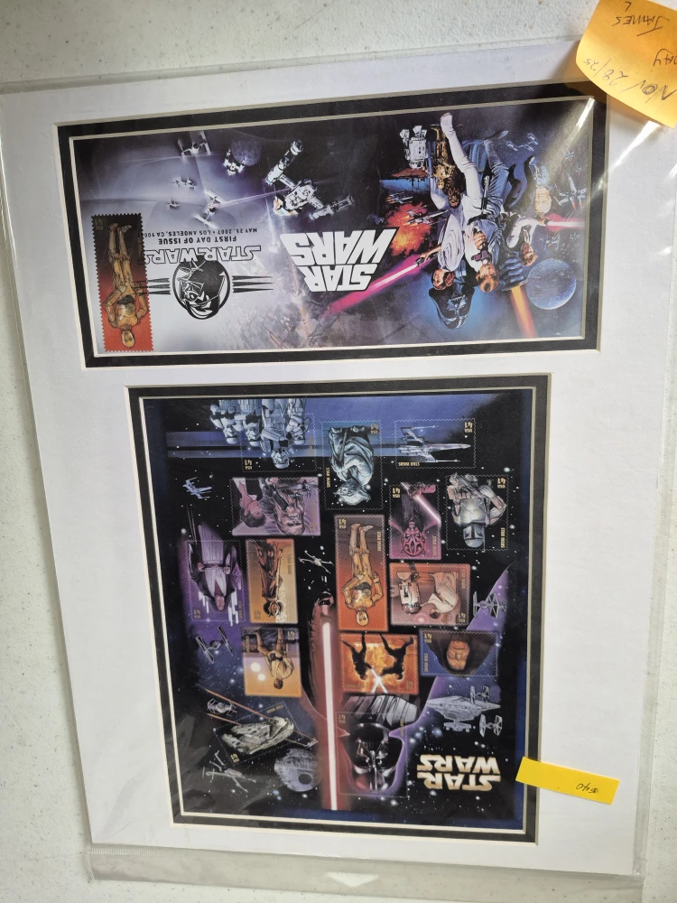 Framed Star Wars First Day of Issue Stamps
