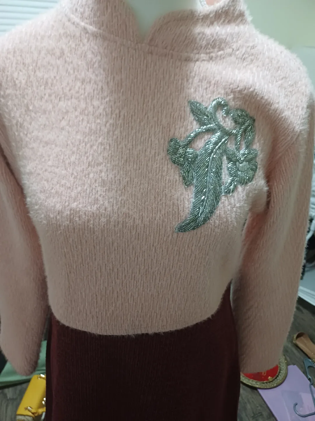 Two-Tone Pink & Burgundy Dress image indicator(2)