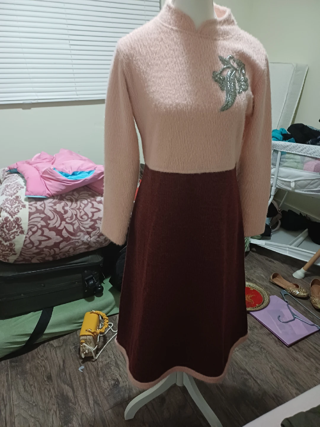 Two-Tone Pink & Burgundy Dress - photo 5