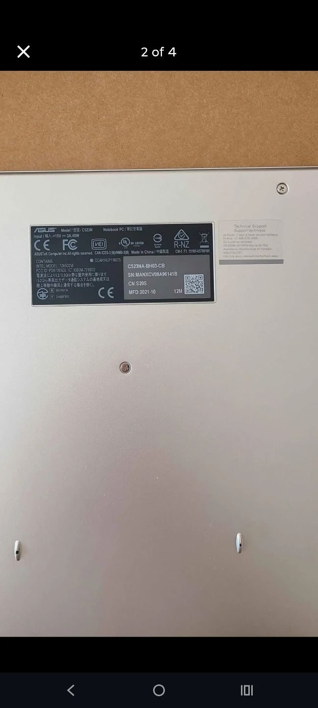 Asus C523N Chromebook - Silver