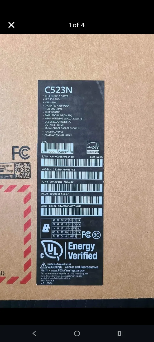 Asus C523N Chromebook - Silver image indicator(2)