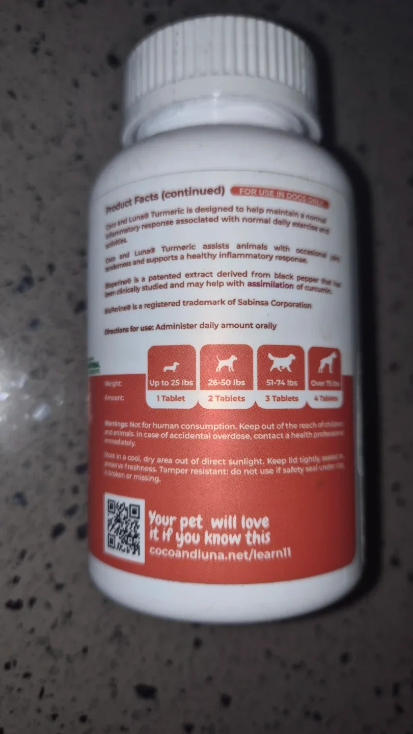 Coco and Luna Turmeric Curcumin Dog Supplement image indicator(2)