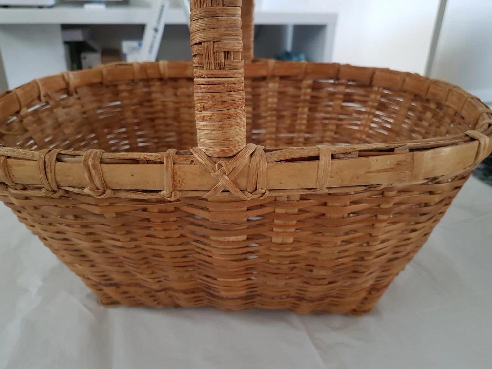 Woven Wicker Basket with Handle- Bought in Chile