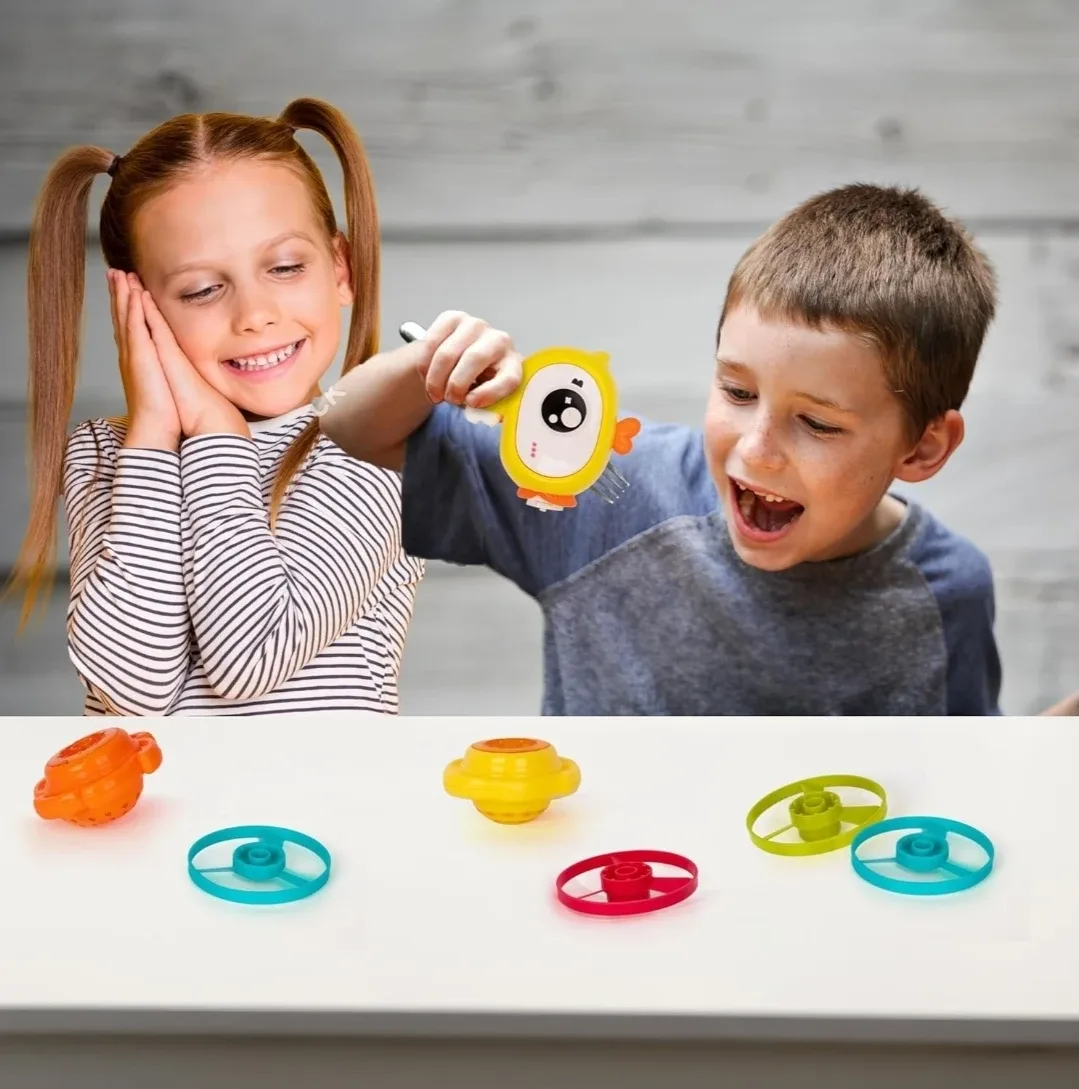 LED Disc Launcher Set 2 Launchers 6 Discs + 2 LED Spin Tops image indicator(8)