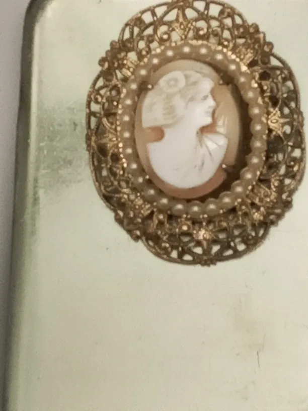 Antique Hand-Carved Shell Cameo Brooch image indicator(4)