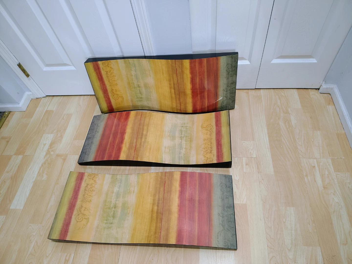Set of 3 Wall Art Panels - Striped Pattern 30 x 12 inch each - photo 3