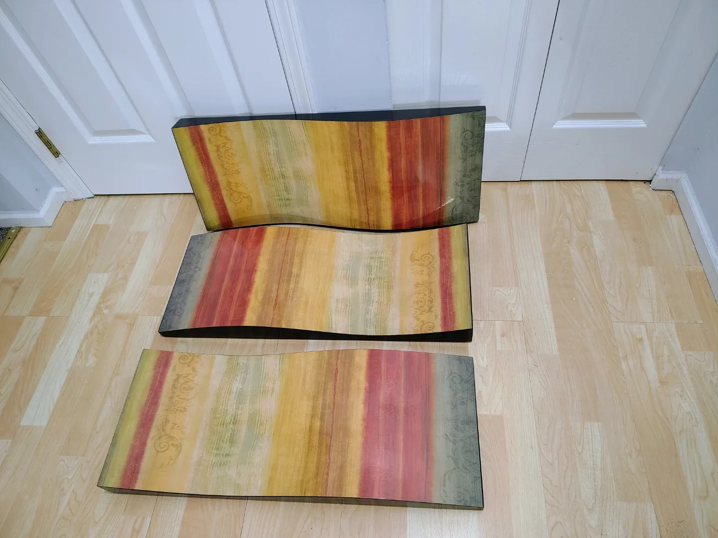 Set of 3 Wall Art Panels - Striped Pattern 30 x 12 inch each image indicator(3)