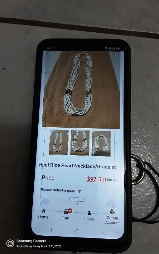 Rice Pearl Necklace with Black Beads image indicator(3)