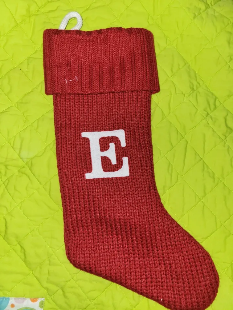Red Knit Christmas Stocking with "E"