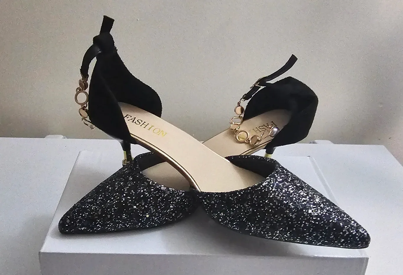 Fashion Black Glitter Heels