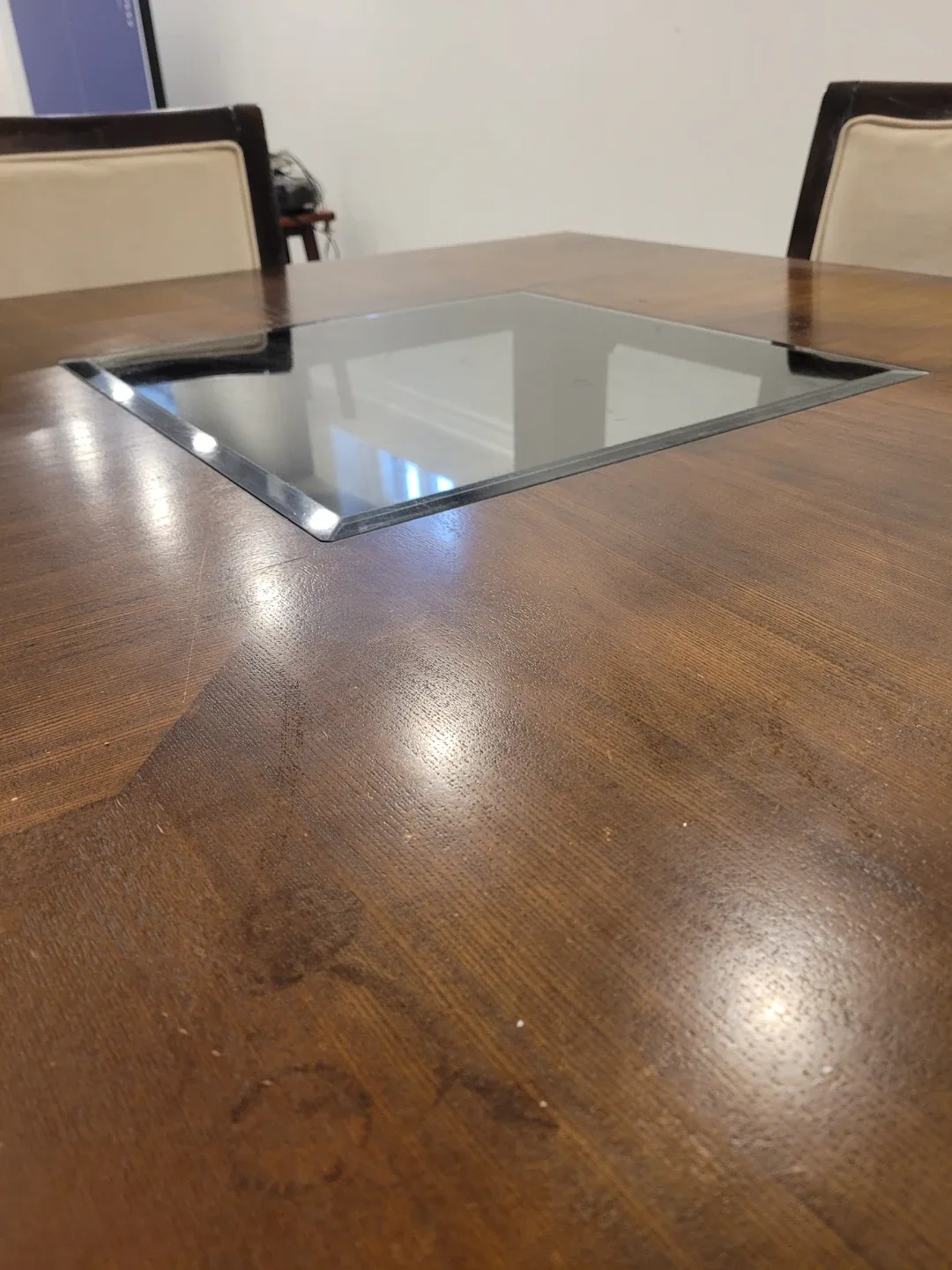 Wooden Dining Table with Glass Center image indicator(5)