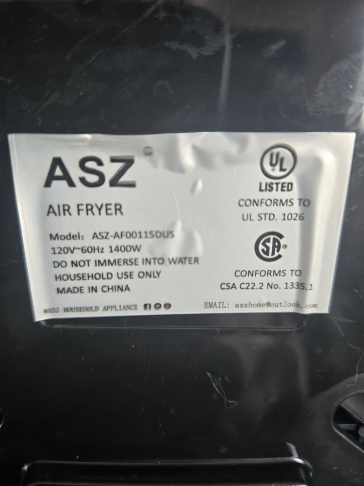 ASZ Air Fryer - Model ASZ-AF00115DUS - photo 4