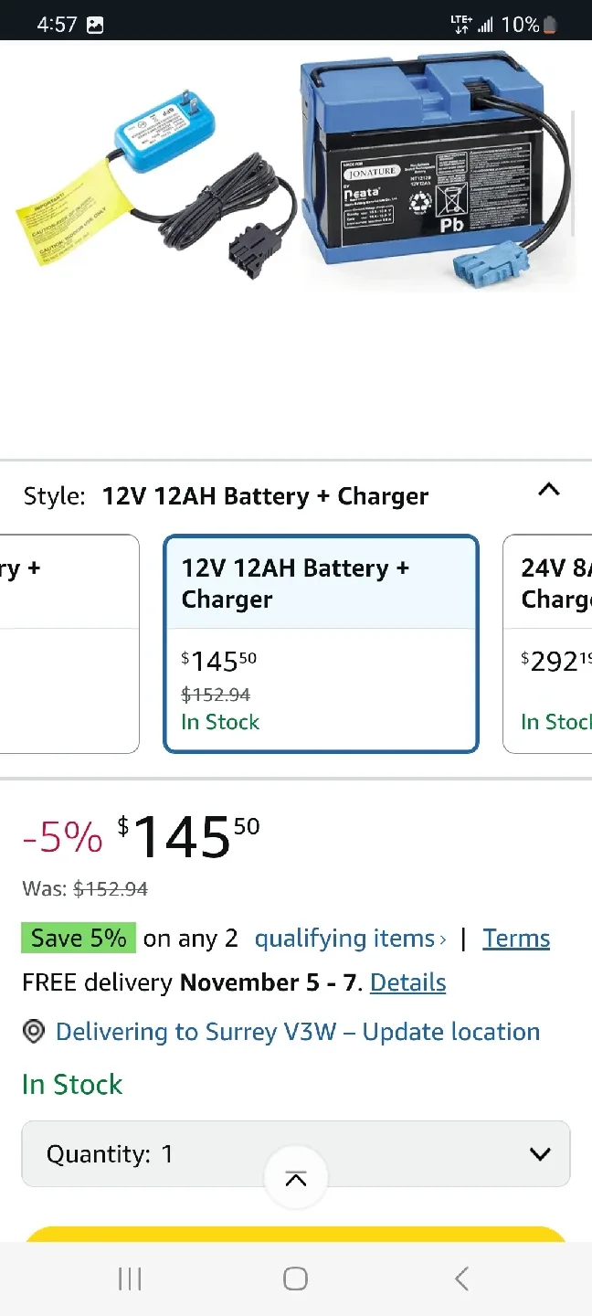 JONATURE 12V Battery + Charger for Peg Perego Ride on Toys image indicator(6)