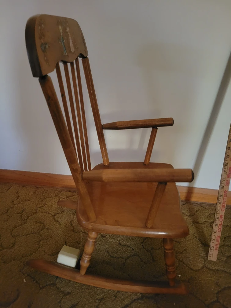 Vintage Childs Wooden Rocking Chair - photo 2