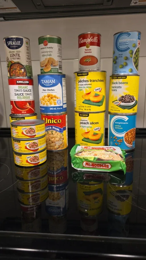 Assorted Canned Goods - Soups, Beans, Tuna, Peaches