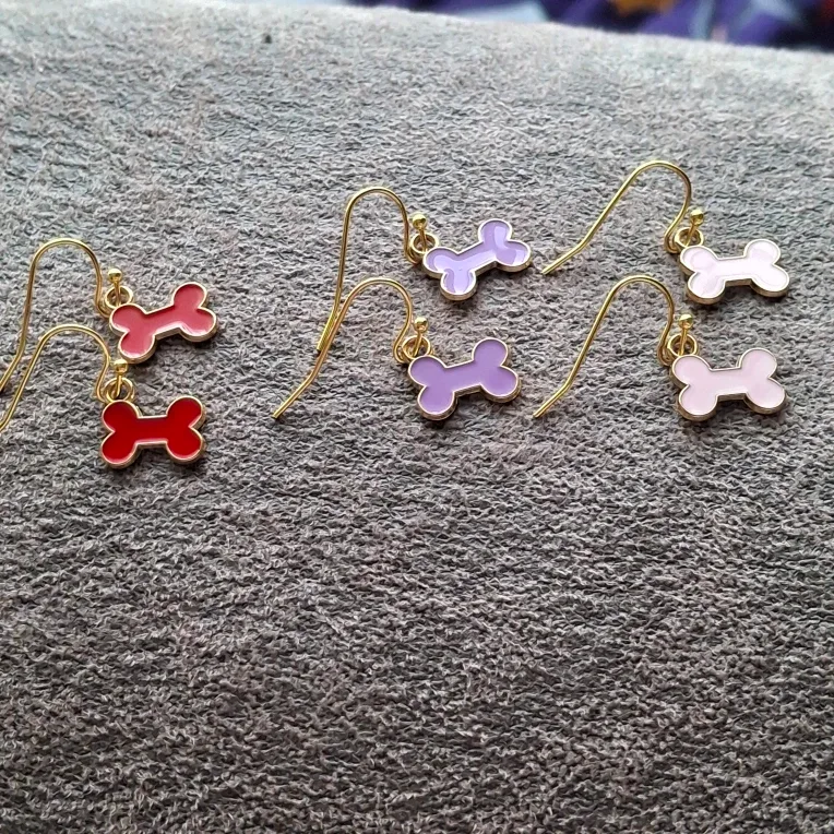 Dog Bone Earrings - Red, Pink, Purple image indicator(2)