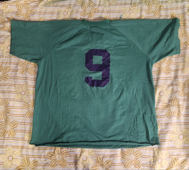 Green and purple vintage 90s baseball tee