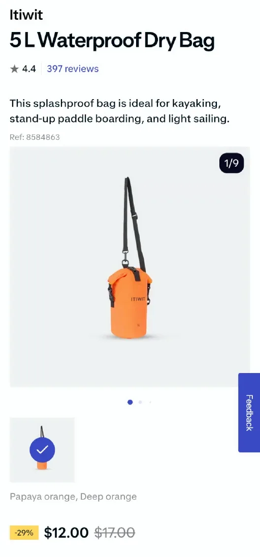 Itiwit 5L Waterproof Dry Bag - Papaya Orange