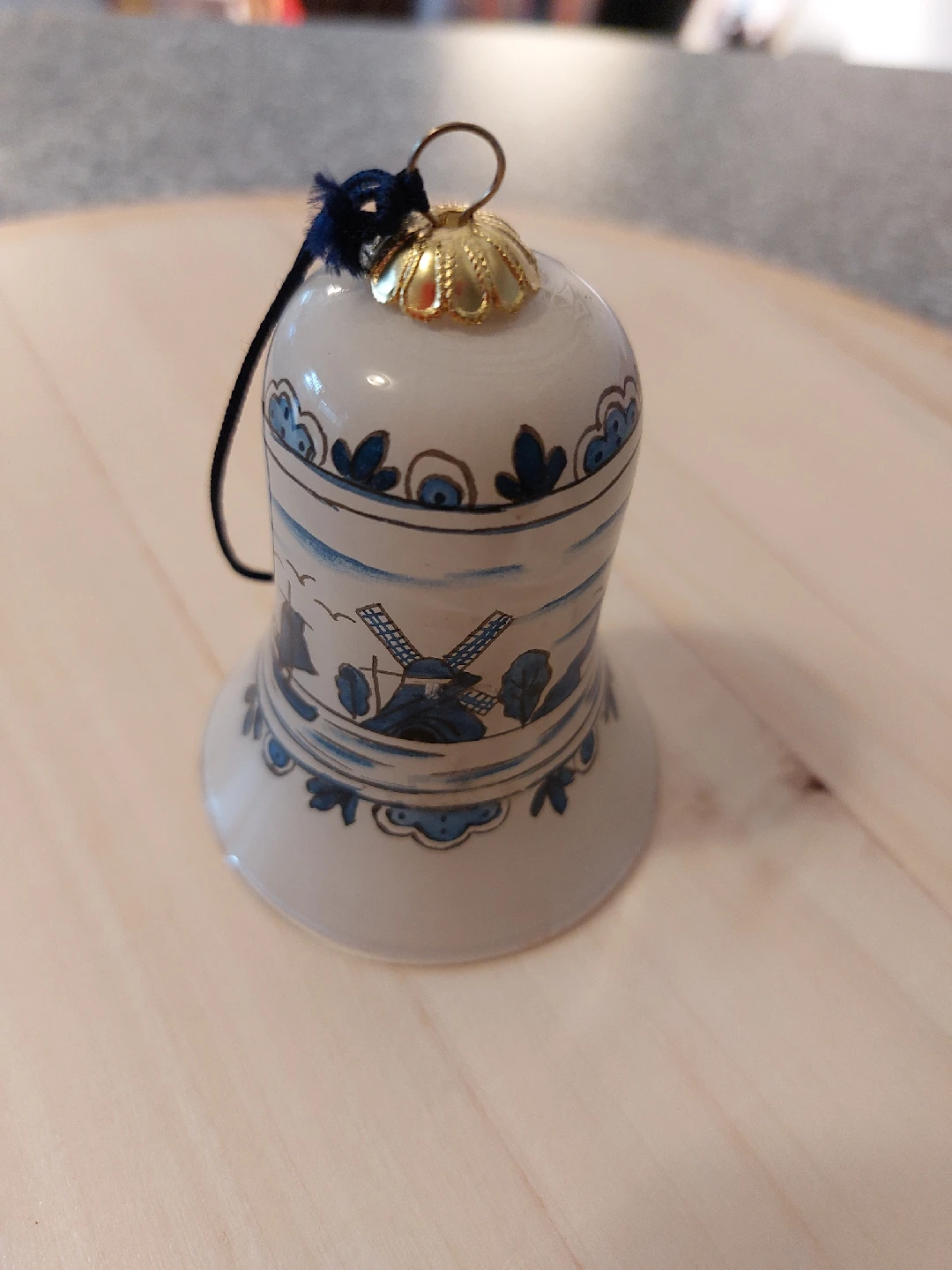 Delft Blue Windmill Bell Ornament in Box - photo 2