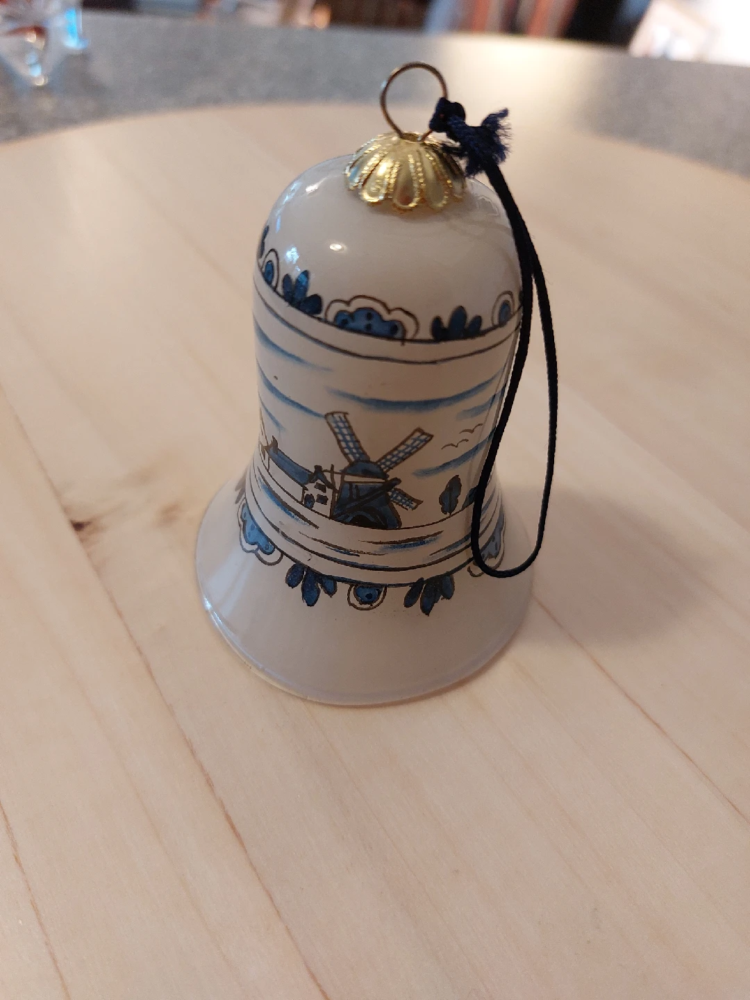 Delft Blue Windmill Bell Ornament in Box - photo 4