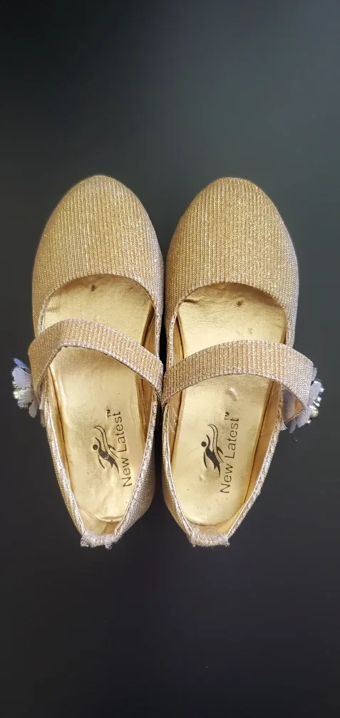 New Latest Gold Glitter Girl's shoes - Size 12