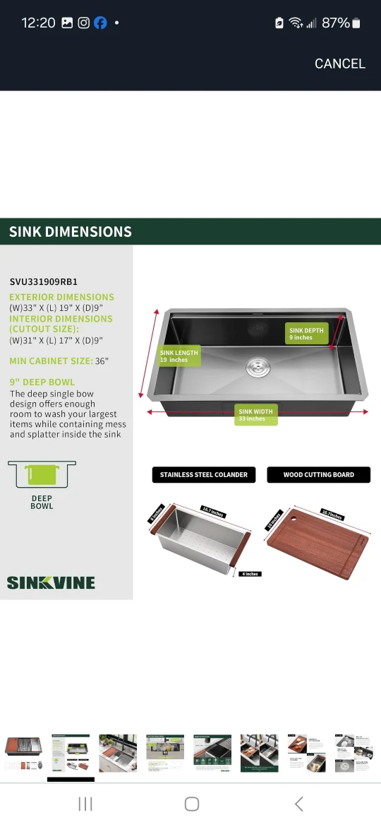 SINKVINE 33-inch Undermount Kitchen Sink Workstation - photo 5