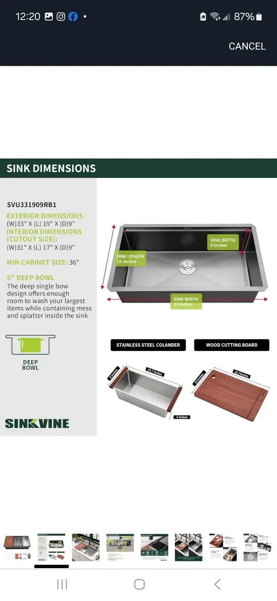 SINKVINE 33-inch Undermount Kitchen Sink Workstation image indicator(5)