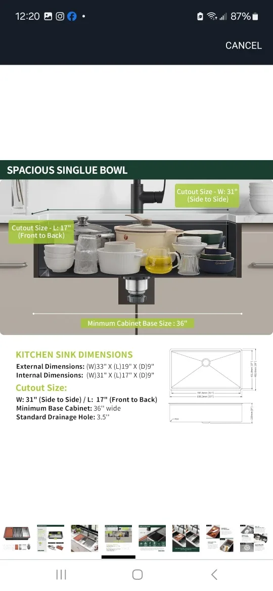 SINKVINE 33-inch Undermount Kitchen Sink Workstation image indicator(6)