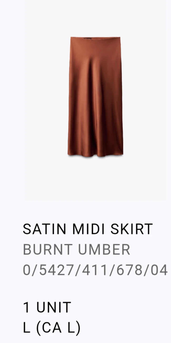 Zara Satin Midi Skirt - Burnt Umber - Size L