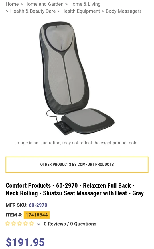 Relaxzen Full Back Shiatsu Massager with Heat - Gray - photo 5