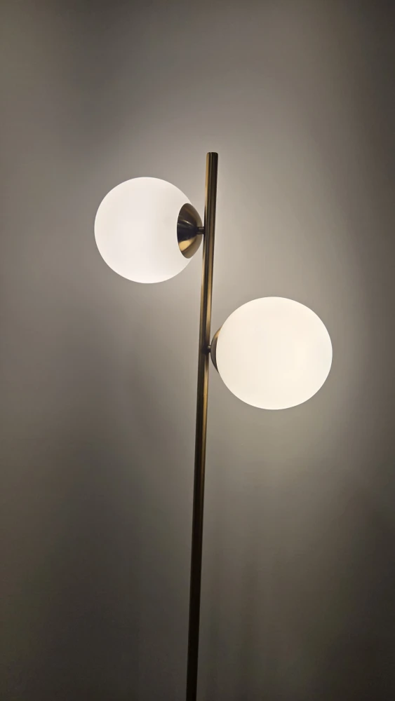 Gold Floor Lamp with Double Globe Lights - photo 2