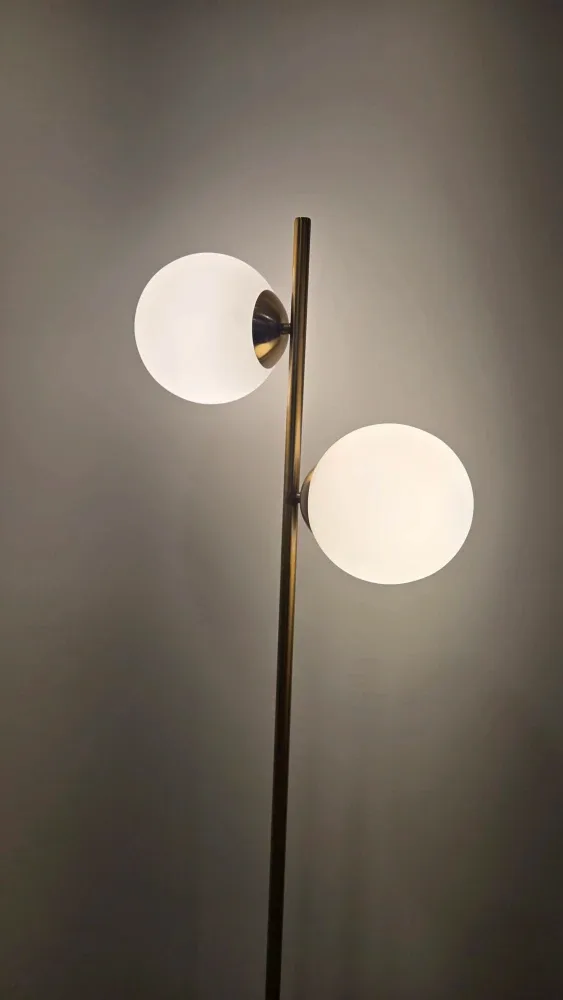 Gold Floor Lamp with Double Globe Lights image indicator(2)