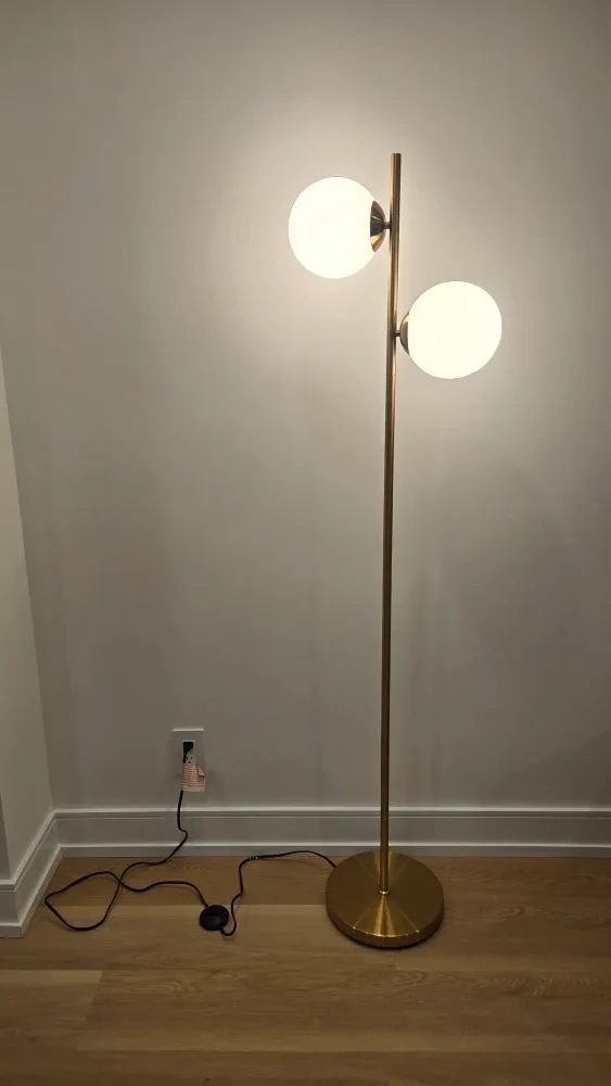 Gold Floor Lamp with Double Globe Lights image indicator(3)