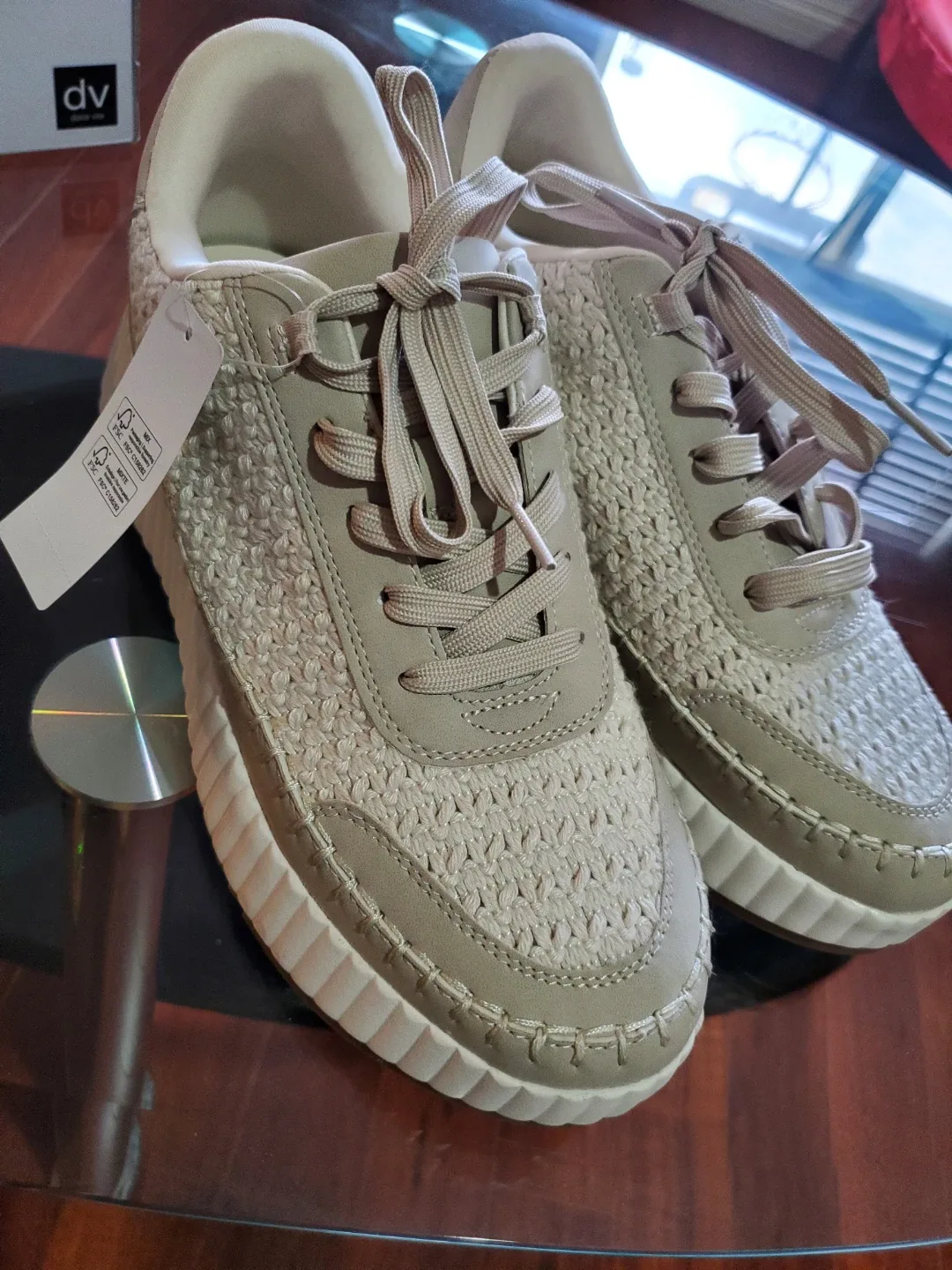 dv Beige Woven Sneakers
