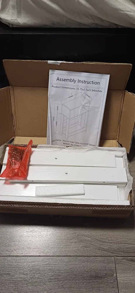 Narrow Side Table For Small Spaces - White