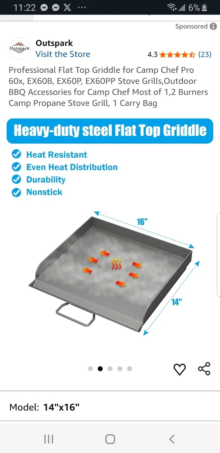 Professional Flat Top Griddle for Camp Chef Pro 60 brand new image indicator(2)
