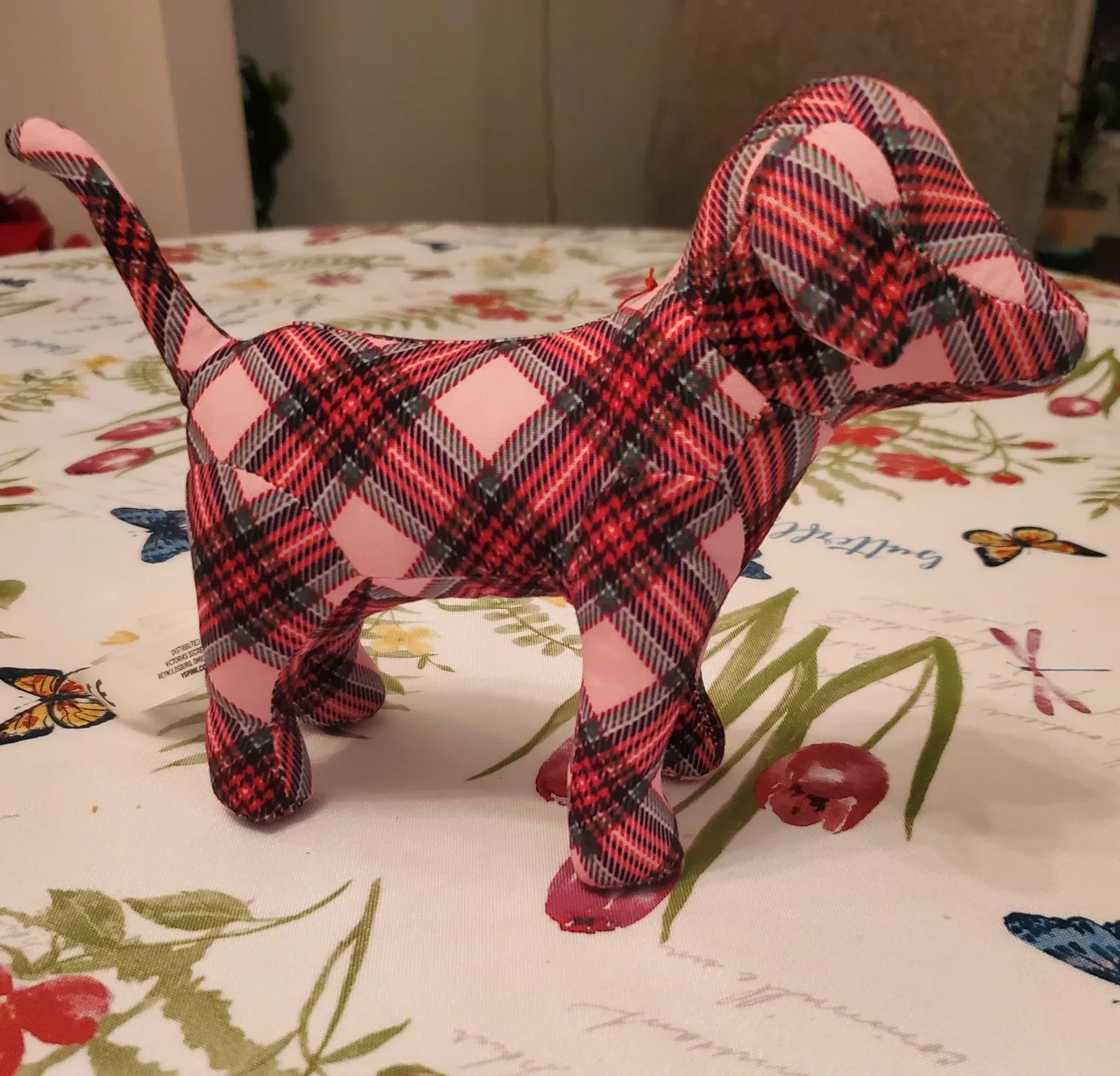 Victoria's Secret PINK Plaid Dog Plush - New!