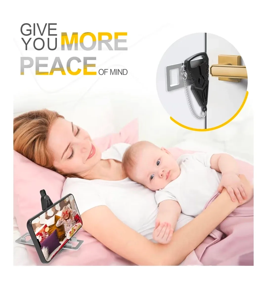 Portable Door Lock for Hotel Room, also a Phone Stand image indicator(9)