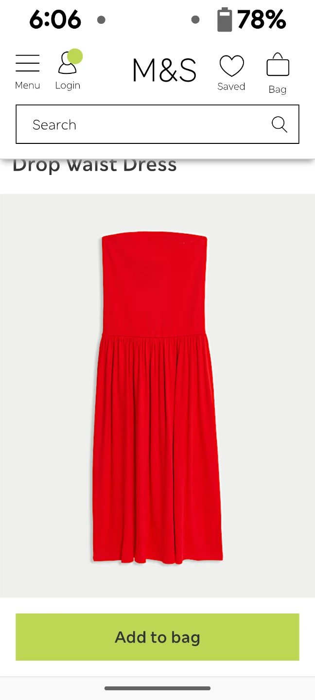 M&S Red Drop Waist Dress