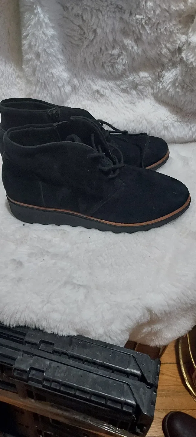 Clarks Black Suede Ankle Boots image indicator(2)