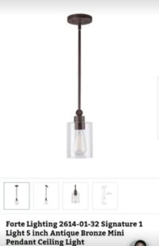 New Forte Lighting Antique Bronze Mini Pendant Light - photo 2