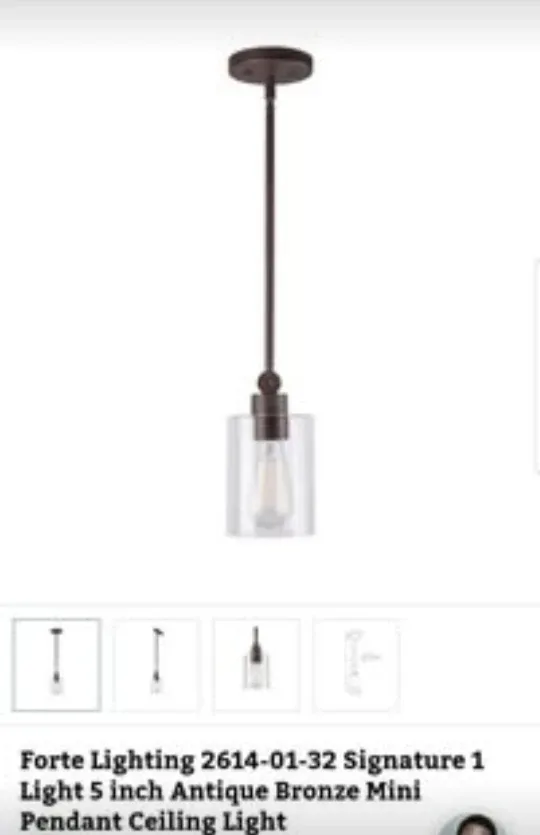 New Forte Lighting Antique Bronze Mini Pendant Light image indicator(2)