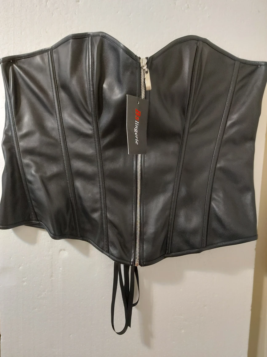 Black Faux Leather Corset Top