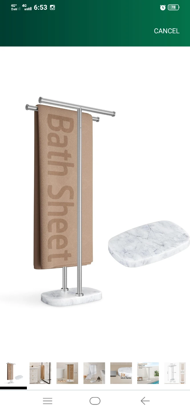 KES Free Standing Towel Rack with Marble Base - Brand New