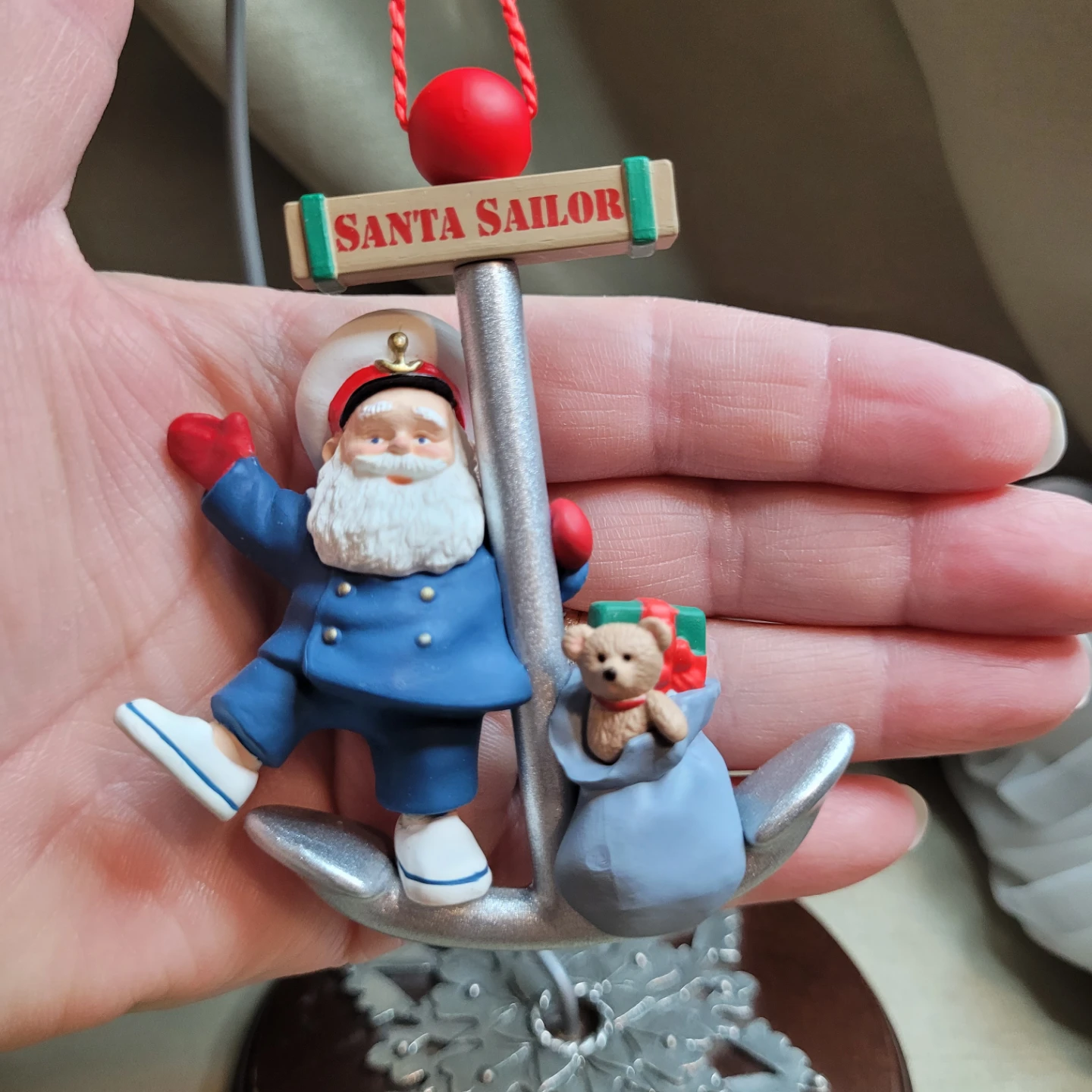 1991 Hallmark Santa Sailer Anchor Holiday Christmas Ornament
