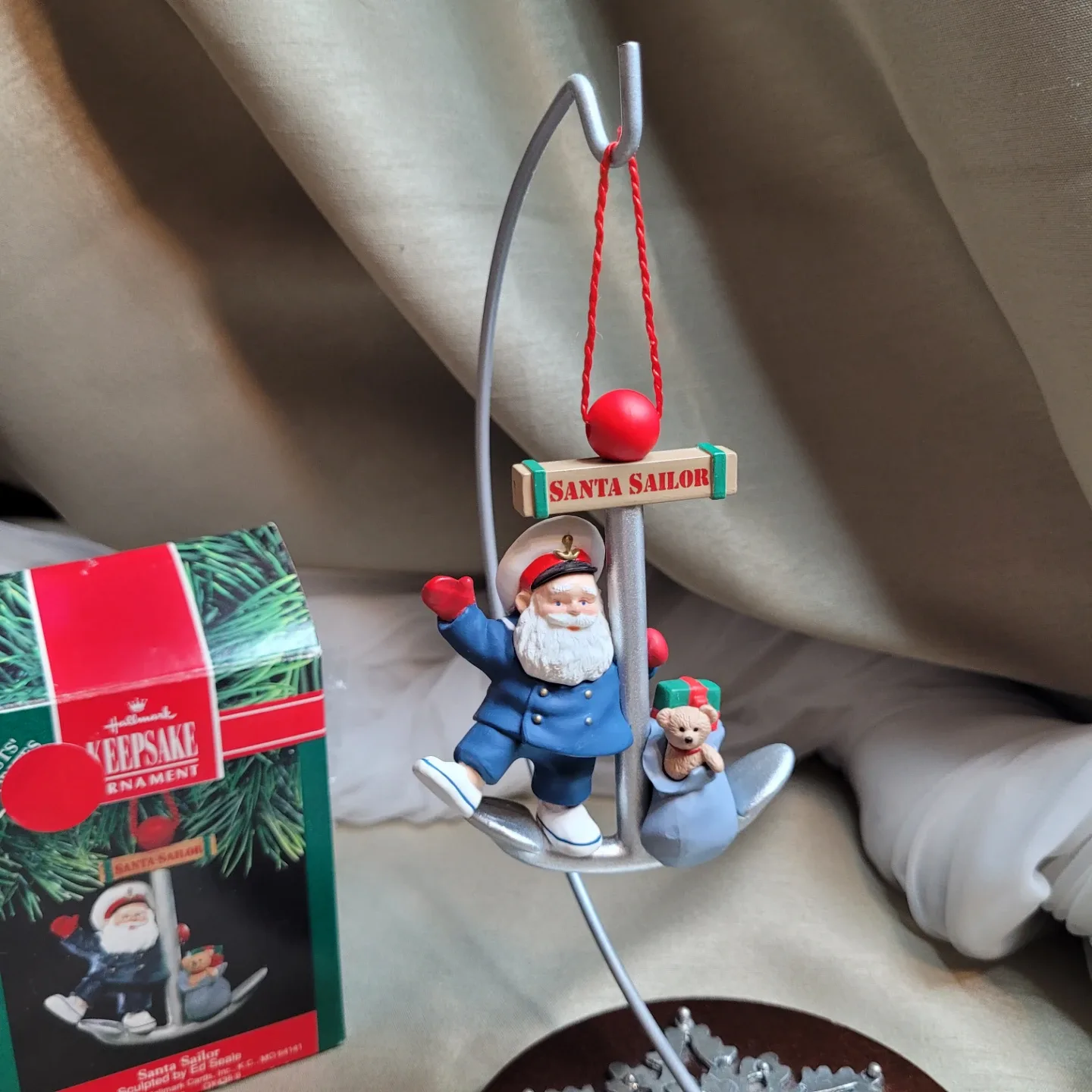 1991 Hallmark Santa Sailer Anchor Holiday Christmas Ornament image indicator(2)