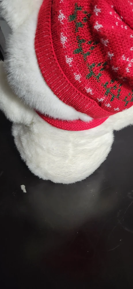 White Plush Bear with Red Scarf & Hat - photo 4