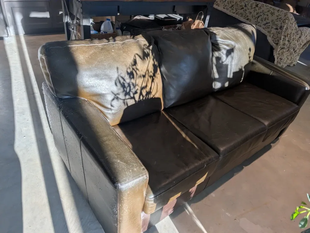 Brown Faux Leather Sofa Pullout image indicator(2)